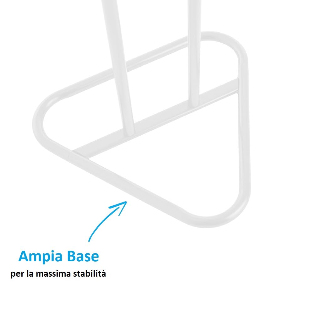 PALUPLUS Servo Muto da Camera in Metallo, Misura 43,5x36x110,5 cm, appendiabiti da terra a 2 posti per giacche, pantaloni, camicie, cravatte -8541M (Bianco)