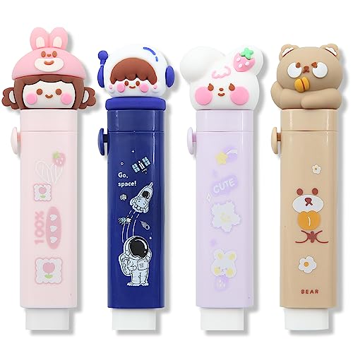 Gommes Patte De Chat Trop Mignonnes – Rétractables, Lot Recharge, Pour École, Bureau Ou Cadeau – Bleu/Violet/Rose