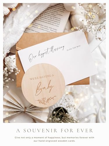 Image of Joli Coon Pregnancy announcement wooden card - We're having a baby with pocketfold envelope and seal sticker - Baby announcement