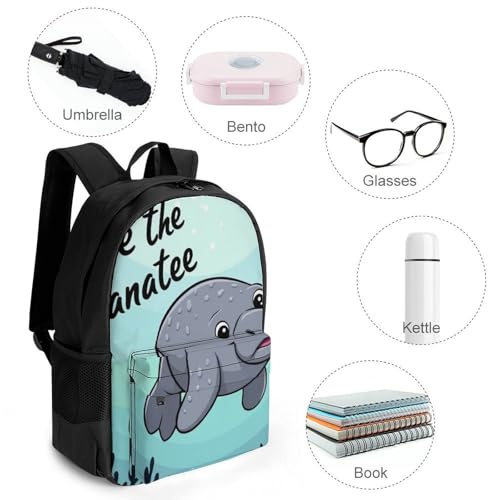 Save Manatee Art Daypack Polyester Anti-Theft Multipurpose Bookbag Big Capacity Gym Outdoor Hiking Backpack With Adjustable Shoulder Straps4