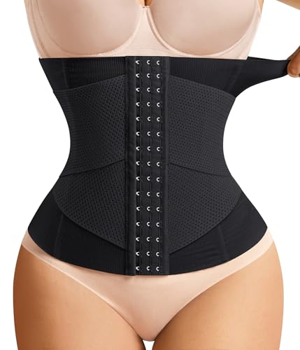 SUNACGO Waist Trainer for Women Waist Cincher Corset Shapewear Tummy Control Body Shaper Postpartum Faja Black