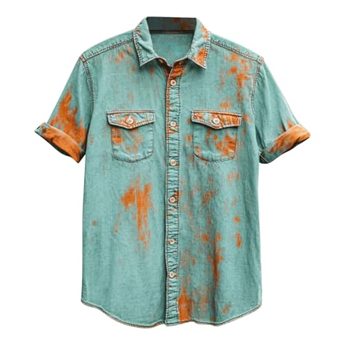 Chemise en jean homme à manches courtes avec deux poches boutonnées style décontracté d'été