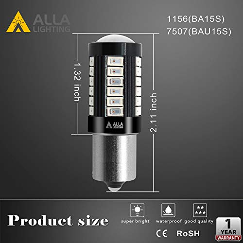 Alla Lighting 2800Lm Ba15S Bayonet 7506 1156 Led Bulbs, Red Brake/Tail Lights/Turn Signal Lights 1619 7506Ll 1156Ll 1141 1093 1073 Xtreme Super Bright 5730 33-Smd Taillights Lamps Upgrade #TOP6