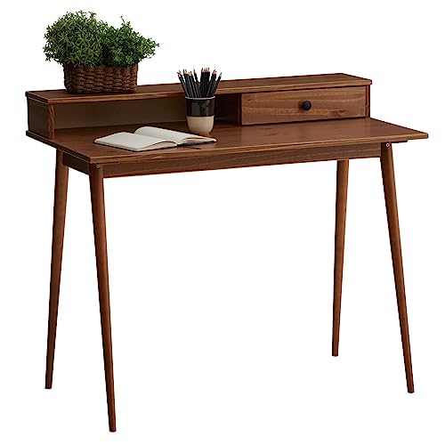 IDIMEX Malina - Escritorio de madera maciza de pino con patas cónicas de estilo nórdico, mesa con accesorio y cajón, aspecto Scandi, madera de pino