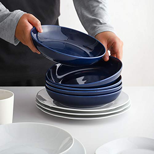 Y Yhy Pasta Bowls, 30Oz Soup Bowls Salad Bowls Large Serving Bowl Porcelain Pasta Plates Wide And Shallow Bowls Set Of 6 Microwave Dishwasher Safe, Blue #TOP4