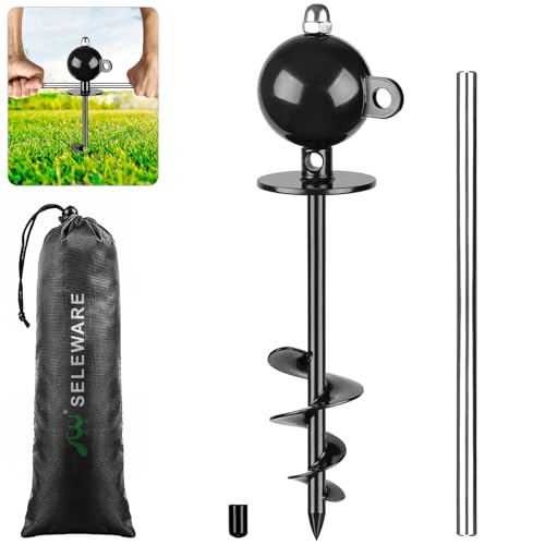 SELEWARE Dog Tie Out Stake Outdoor Anti-Rust Dog Anchor for Large Dogs up to 220 lbs, Free Rotation