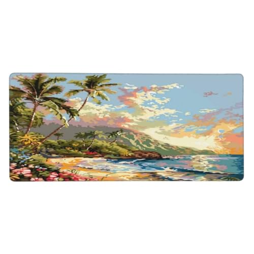 dibujos animados Alfombrilla Ratón, Mousepad árbol coco Grande Raton Gaming Alfombrilla XXl 600x300x3mm, Alfombrilla Escritorio Base Goma Antideslizante y Bordes Cosidos para para Jugadores, PC N1-459