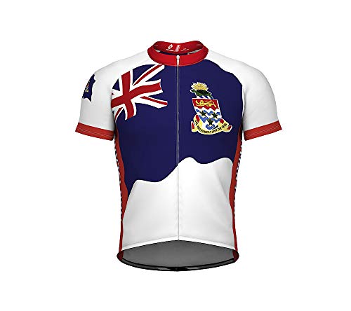 ScudoPro Cayman Islands Emblem Full Zipper Bike Short Sleeve Cycling Jersey for Men - Size M Multicolored