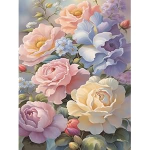 GemZono 5D Flower Diamond Painting Kits for Adults, DIY Rose Diamond Art Kits for Adults, Round Full Drill Gem Arts and Crafts Kits for Home Wall Decor Gifts(16x12inch)