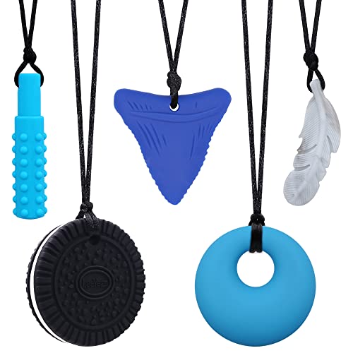 Chew Necklaces for Sensory Kids, Sensory Chewy Toys for Boys with Autism, ADHD, SPD, Chewing, Silicone Chewing Necklace Reduce Adult Anxiety Fidgeting thumbnail