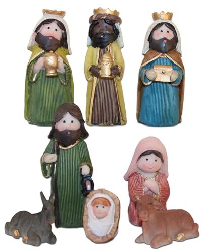 BEST&FREE Belén Infantil de Navidad Completo con 8 Figuras de 9 cm | Portal para Nacimiento Navideño Ideal para Decorar y Completar tu Escena