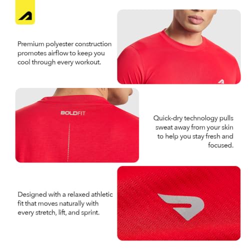 Image of Boldfit Tshirt for Man Regular fit Gym t Shirts for Men Workout Active wear t Shirt for Man Running Mens t-Shirts Running Tshirt for Men Workout Gym wear Mens, Polyester