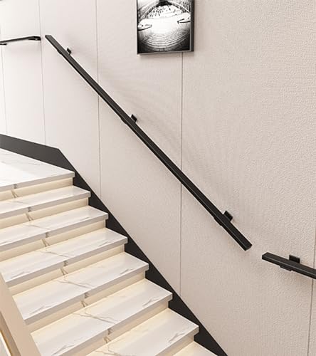 Rambarde d'escalier en bois et fer forgé noir avec supports - 7
