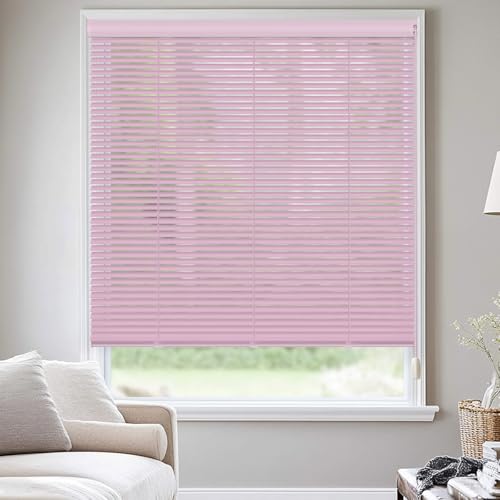 HOCRISSON ブラインド チェーン式 アルミブラインド ラインドカーテン カーテンレール取付可能 オーダーメイド 防水 遮熱 遮光 調光 簡単取付 浴室用 羽根幅25mm 目隠し 17色 ピンク 幅170×丈90