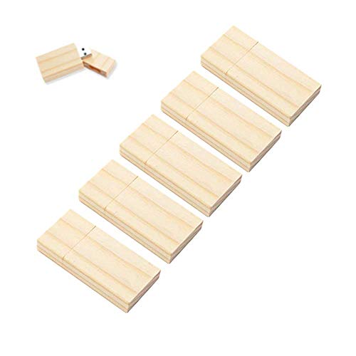 Anloter 5 unidades flash USB 2.0 de 2 GB, unidades flash USB de madera, unidades de pulgar de arce, para almacenamiento de fechas, alta velocidad 2.0 (2 GB, 5 unidades, madera de arce)