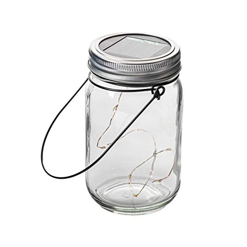 esto24 3er Set LED Solar Einmachglas Laterne zum Stellen und hängen Tischleuchte mit Lichtsensor Glas Solarleuchte Cover