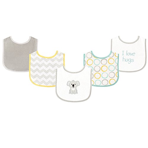 Image of Luvable Friends Unisex Baby Cotton Terry Drooler Bibs with PEVA Back, Koala, One Size