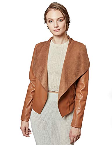 Escalier Women's Faux Leather Jackets Slim Open Front Lapel Blaze...