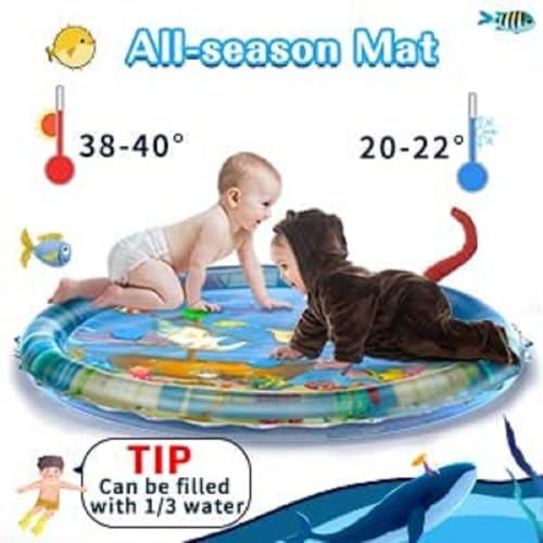 Image of Infant Toy Gift Activity Play Mat - Inflatable Water Floor Mat for Baby Tummy Time, Growth & Sensory Play | Soft Round Multicolor Mat for Newborns & Toddlers