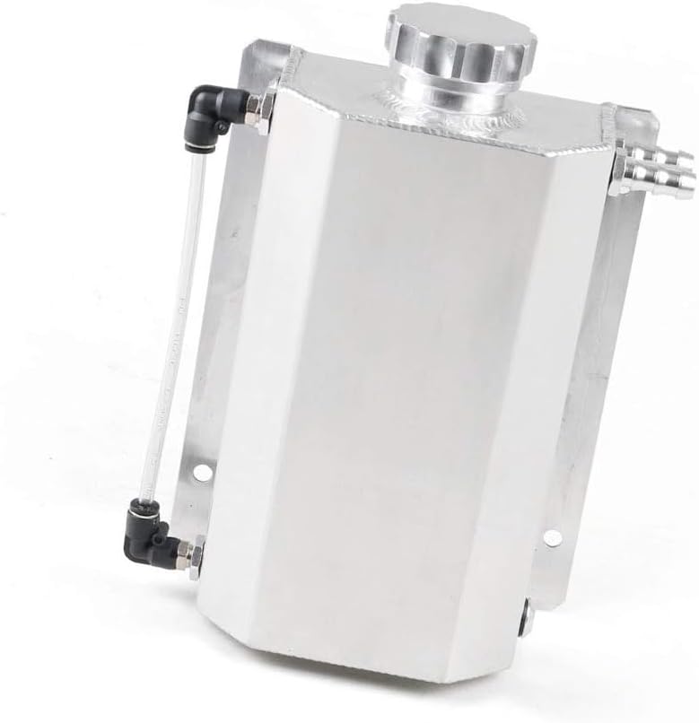 Unifizz Racing Universal 2L Alloy Engine Oil Fuel Gas Catch Can Breather Tank Bottle Coolant Radiator Overflow Tank (Silver)