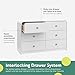 Storkcraft Santos 6 Drawer Bedroom Dresser (White & Natural) – GREENGUARD Gold Certified Dresser for Kids Bedroom with Interlocking Drawer System