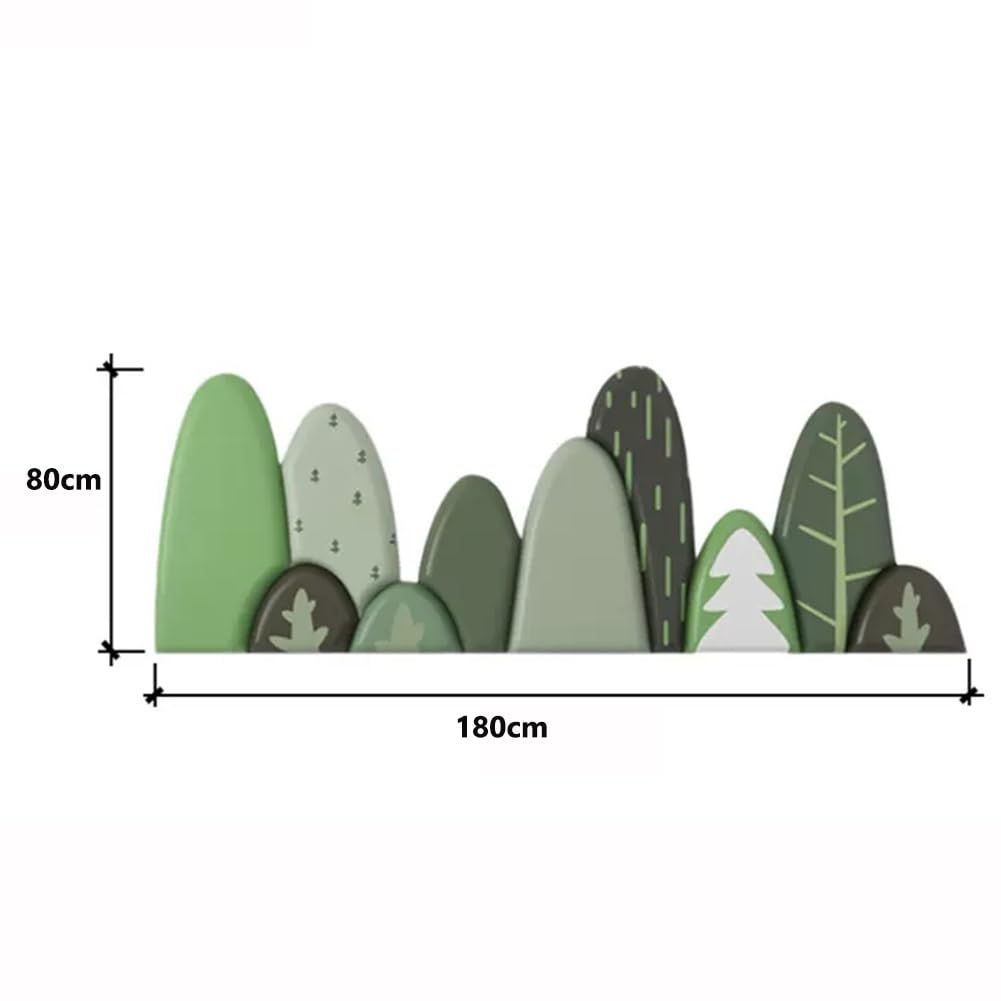 3D Anti-Collision Wall Stickers Antykolizyjne naklejki ścienne PU Wyściółka ścienna Samoprzylepne panele ścienne 3D Poduszka ścienna Wyściółka do pokoju dziecięcego Zielone drzewa Naklejka ze wzorem (
