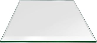 18 inch Square Glass Table Top - Tempered - 1/2" Thick Glass Surface, Safe Beveled Edge, Eased Corners, Multipurpose for Dining Table, Patio, Coffee and End Table