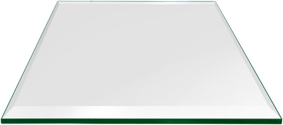 18インチスクエアガラステーブルトップ、1 / 2インチ厚、ポリッシュベベルエッジ、easedコーナー。