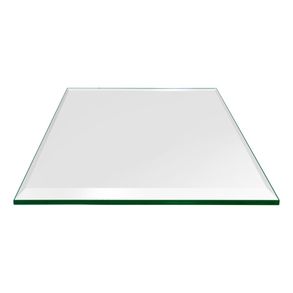 18 inch Square Glass Table Top - Tempered - 1/2" Thick Glass Surface, Safe Beveled Edge, Eased Corners, Multipurpose for Dining Table, Patio, Coffee and End Table