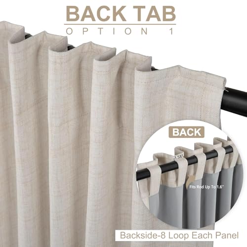 100% Blackout Shield Linen Blackout Curtains for Bedroom 84 Inches Long, Back Tab/Rod Pocket Living Room Drapes, Thermal Insulated Blackout Curtains 2 Panels Set, 50" W x 84" L, Cream - Image 4