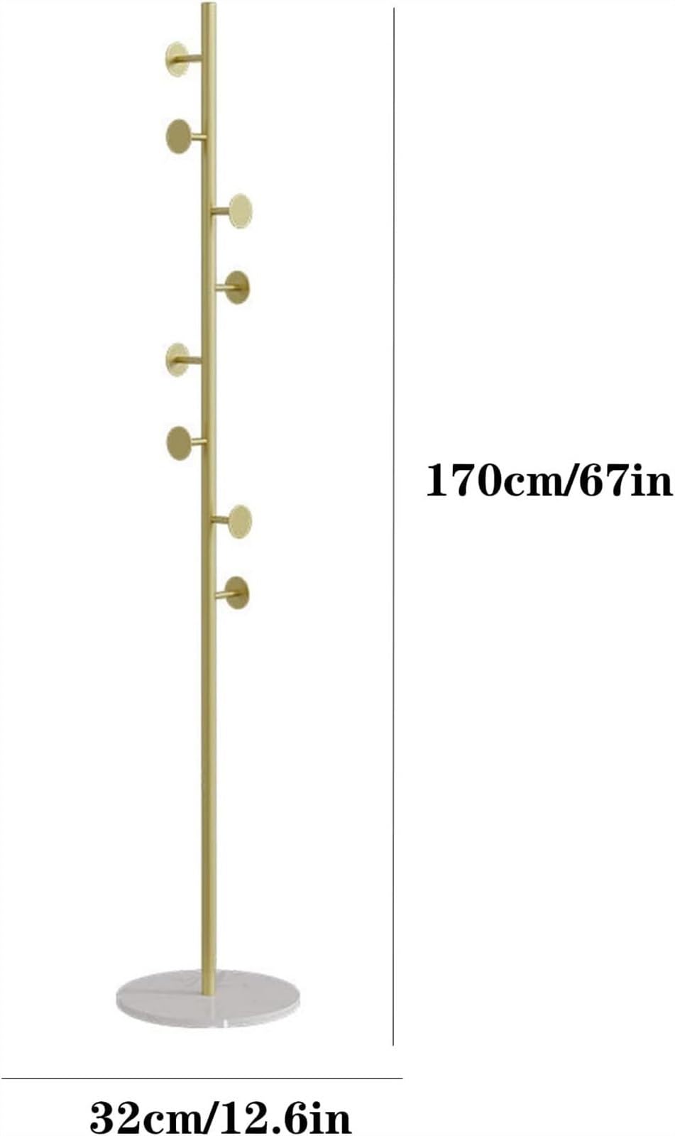 Gouden kapstok, vrijstaande kapstok, hoed hanger hal boom