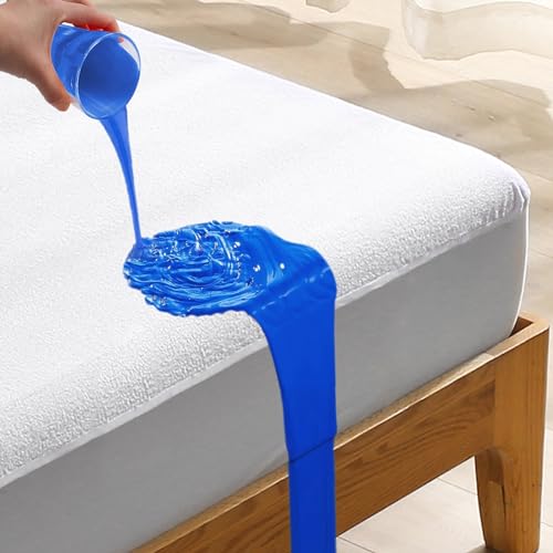 Bedecor Protector Colchon 150x200 Impermeable de Cinco Caras, Funda Colchon de Rizo Transpirable y Hipoalergénico, Algodón Cubre Colchon Prevenir Las Chinches y Ácaros con Faldón Elástico