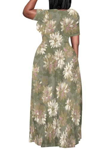 Image of PinkPatty Women's Plus Size Maxi Dresses Short Sleeve Sundress Summer T-Shirt Beach Long Dress with Pockets