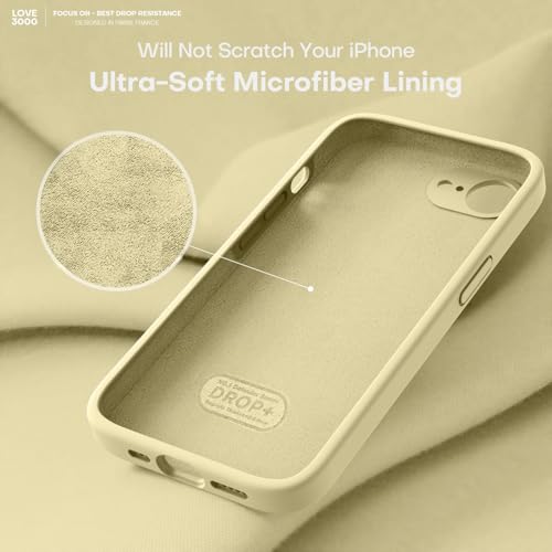Image of LOVE 3000 Designed for iPhone 16e /17e Case, Premium Silicone with [Soft Anti-Scratch Microfiber Lining] Shockproof Protective Phone Case for Men Women Girls 6.1 inch, Creamy Yellow