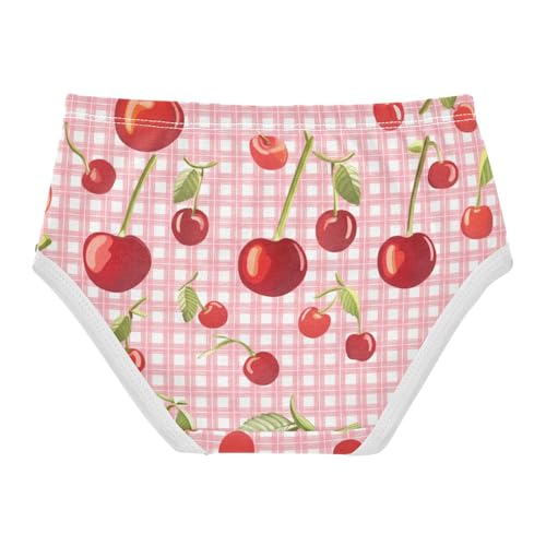 Cotton Toddler Girls Underwear Cute Cherries Pink White Plaids Panties Little Girl Stylish Undies Kids Briefs 2t2