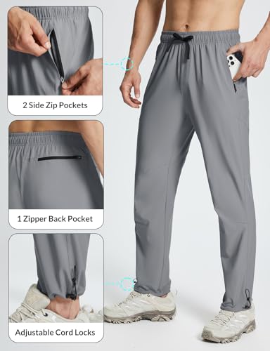 baleaf Men's Hiking Pants Lightweight Quick Dry Water Resistant Elastic Waist Cargo Pants with Zip Pockets for Outdoor3
