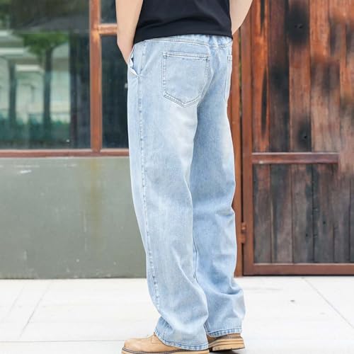 Mens Wide Leg Washed Cowboy Jeans Straight Carpenter Denim Pants Loose Fit Relaxed Big Tall Trousers4