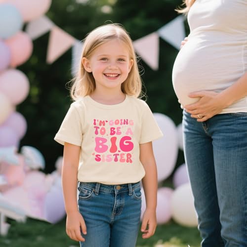 Image of Toddler Girl Big Sister Shirt Pregnancy Announcement T-Shirts Cotton Short Sleeve Tees 2-10 Years