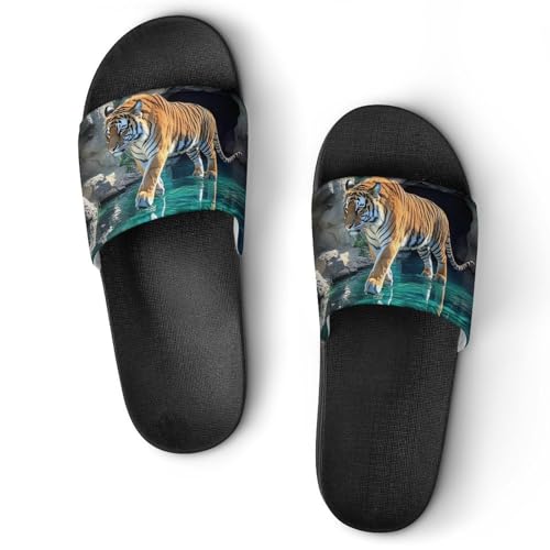 A Walking Tiger House Sandals Slip On Bathroom Slippers Beach Summer Shoes for Men Women