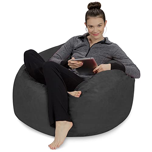 Sofa Sack Bean Bag Chair: 3' Memory Foam Furniture Bean Bag - Medium Sofa With Soft Micro Fiber Cover - Microsuede Gray #TOP3