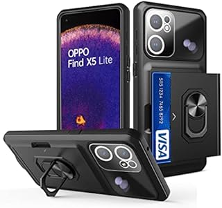 Huzhide Oppo Find X5 Lite 5G Case with Built-in Ring Kickstand, Heavy Duty Military Grade Protector Cover Anti-Scratch Shockproof Rugged Hard Tough Armor Phone Case for Oppo Find X5 Lite 5G, Black