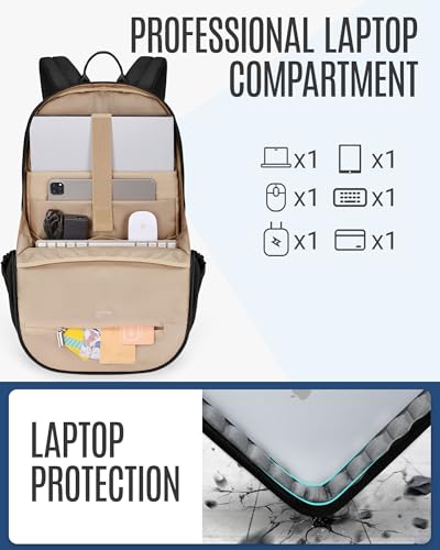 Image of LIGHT FLIGHT Travel Laptop Backpack for 17.3 inch laptop, Carry on Backpack with USB Charging Hole, Water Resistant College Bookbag, Large Capacity Computer Backpacks for Work, Black