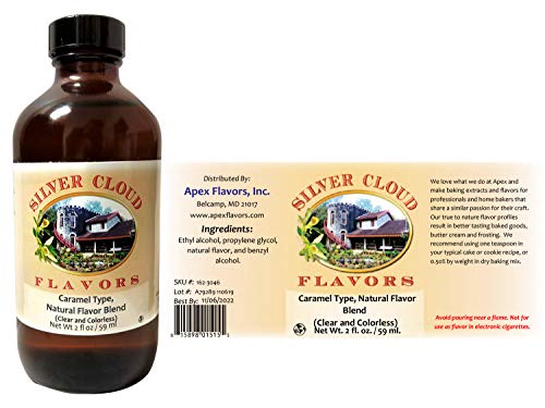 Caramel Type Extract, Natural Flavor Blend (Clear and Colorless) - 2 fl. oz. glass bottle