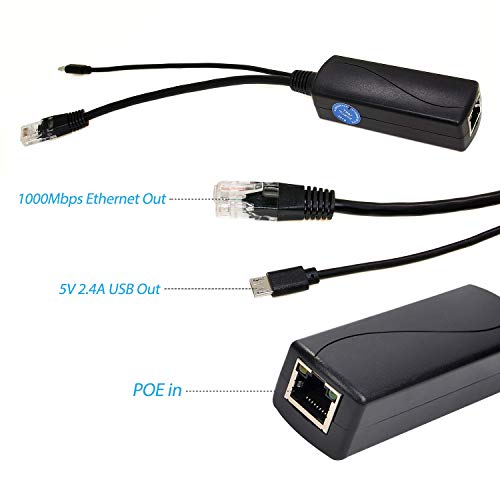 Image of REVOTECH PoE Splitter Micro USB 5V 2.4A 10 /100 /1000Mbps IP Camera CCTV Adapter (USB0502G Black)