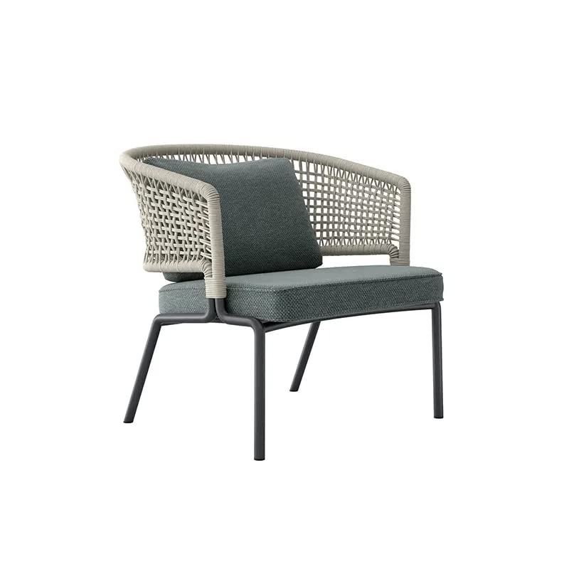 Image of DEVOKO 4 Seater Sofa Outdoor Indoor Conversation Patio Rope Furniture Set with Cushion and Center Table for Garden, Bacony, Poolside (Platinum & Dark Green)