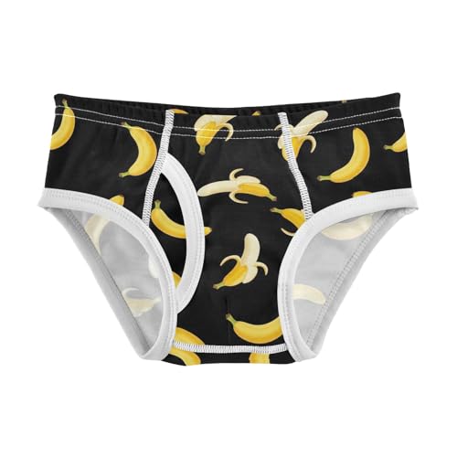 CHIFIGNO Yellow Bananas Black Underwear for Boys Printed Cotton Briefs Little Boy Breathable Underwear Briefs