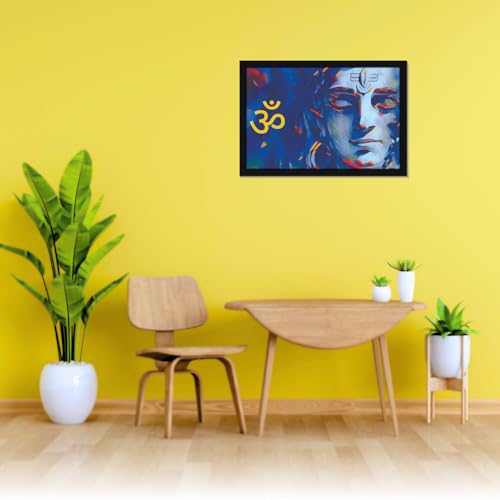 Image of Mad Masters Lord Shiva Hindu God Shiv Bhagwan Painting Hanging Photo Frame Decorative Item for Living Room, Bedroom, Home Decor and Wall Decoration (MM 2100, 45.7L x 30.5W cm, Canvas, Without Plexi Glass)