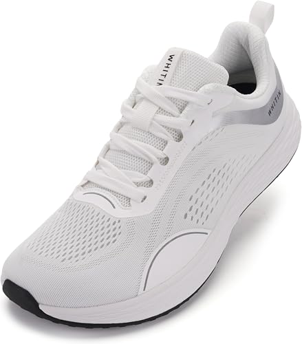 WHITIN Herren Laufschuhe Sportschuhe Sneaker Schuhe Breite Weit Turnschuhe Straßenlaufschuhe Hallenschuhe Running Shoes Men rutschfest Outdoor Sport Weiß 43 EU