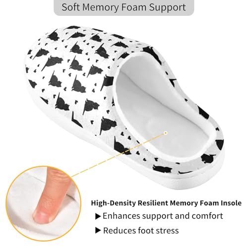 Cute Cat Black and White Slippers for Women Men, Soft House Slippers with Cozy Memory Foam Indoor Outdoor Slippers Size 8/9 23013383