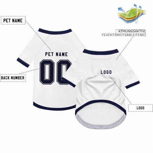 Personalisiert Haustiere Fußball Trikot, Individuelle Haustier T-Shirts mit Name/Nummer/Logo, Sommer T-Shirts für Kleine Mittlere Bis Große Hunde (8)